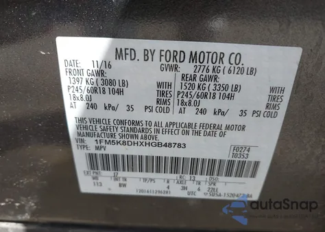 2017 Ford Explorer Xlt z USA, uszkodzony, nr VIN 1FM5K8DHXHGB48783
